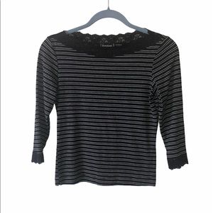 Bebe black & white top with lace detail. Size L